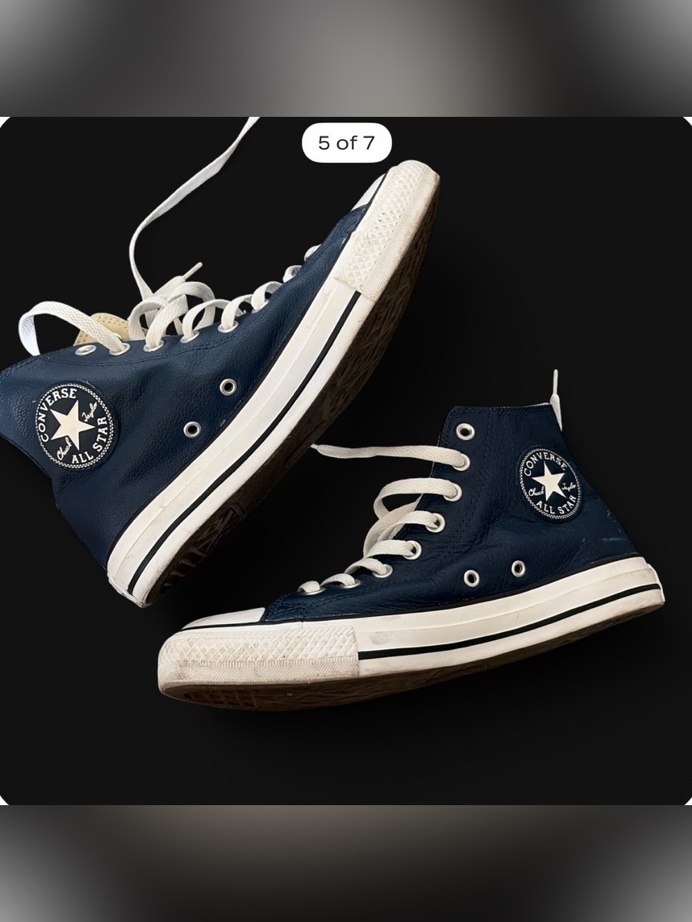 Blue Converse All Star with Brown Rubber Outsole Close-Up